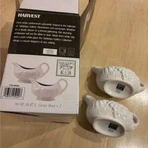 White Gravy Boats TWO IN THE SET.Beautifully self embossed,NEW IN ORIGINAL BOX